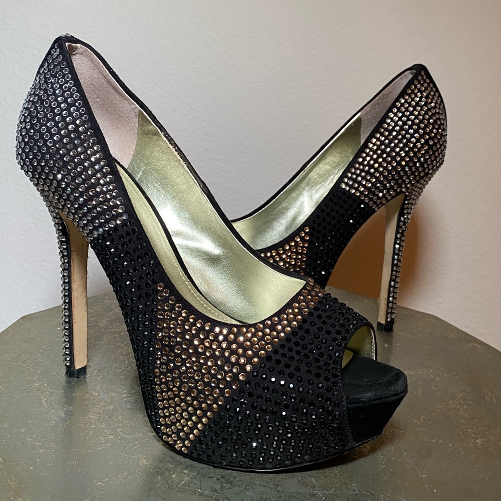 Enzo Angiolini sparkle platform heels open toe